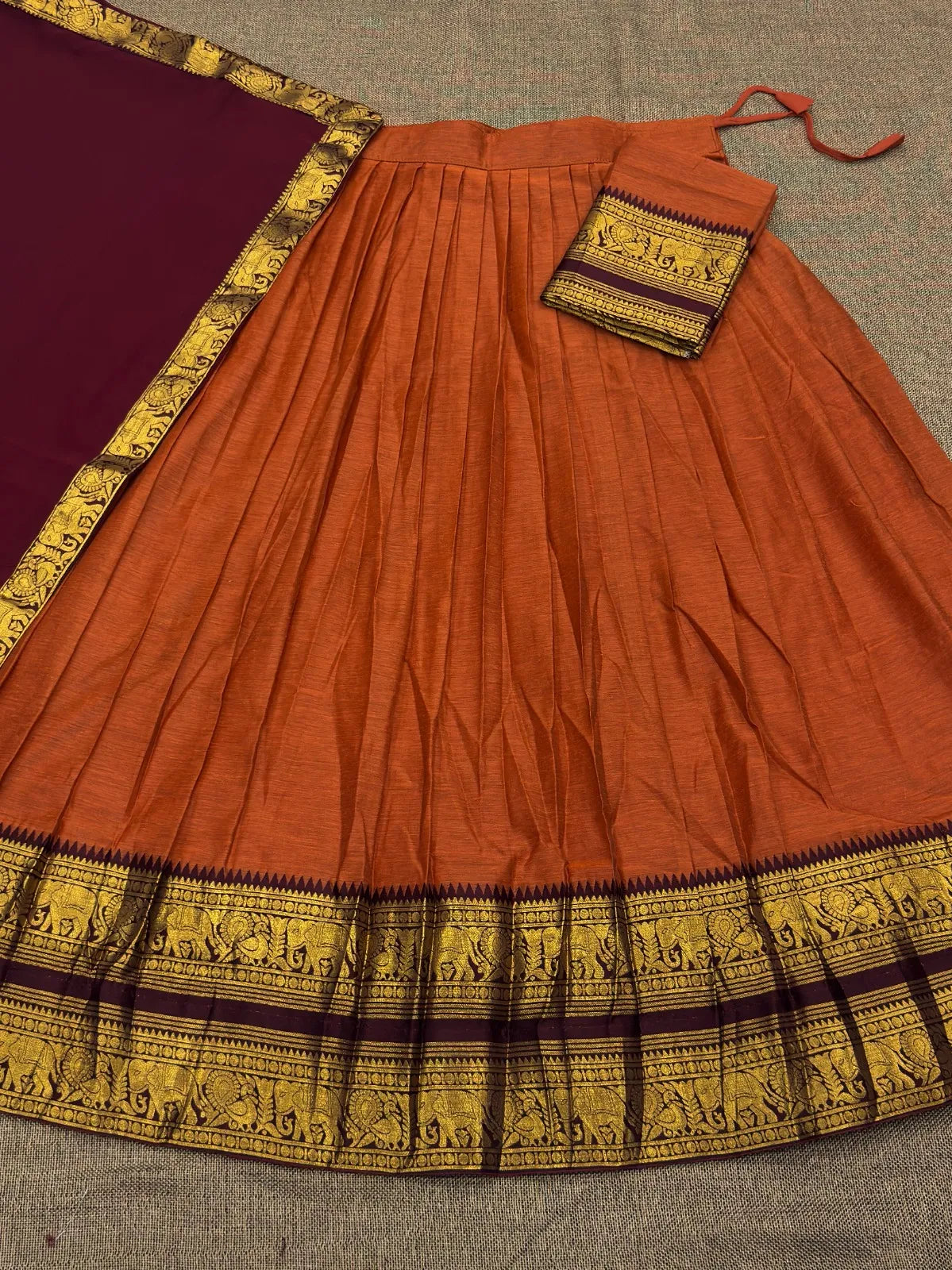 Trending Kanjivaram Silk Cotton Half-Saree Set