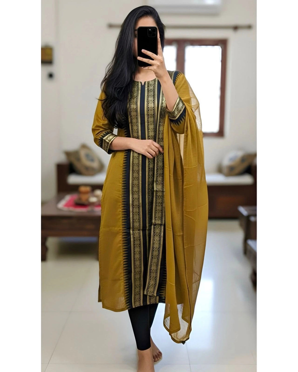 Silk Cotton Kurti Set