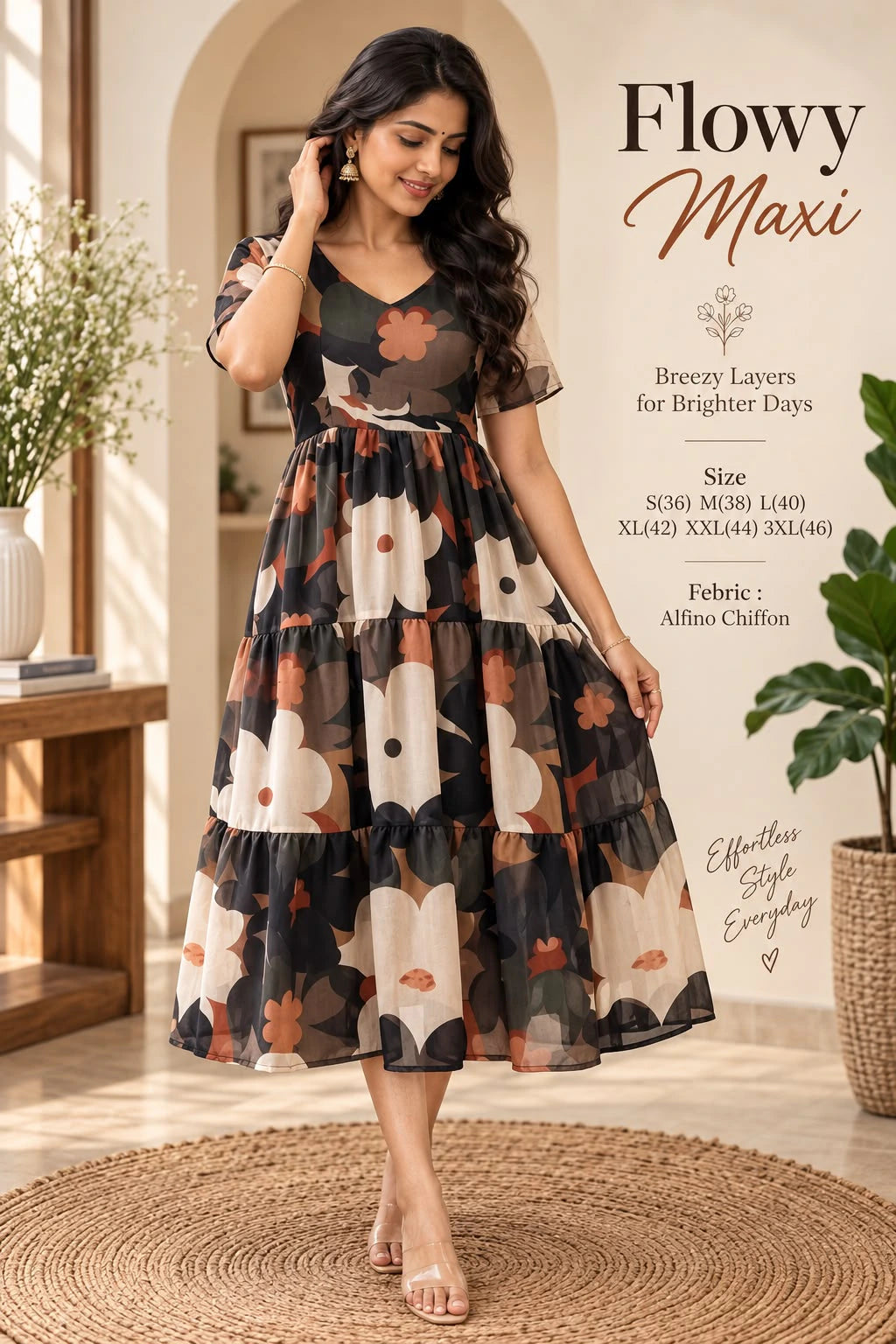 Alfino Chiffon Floral Maxi Dress