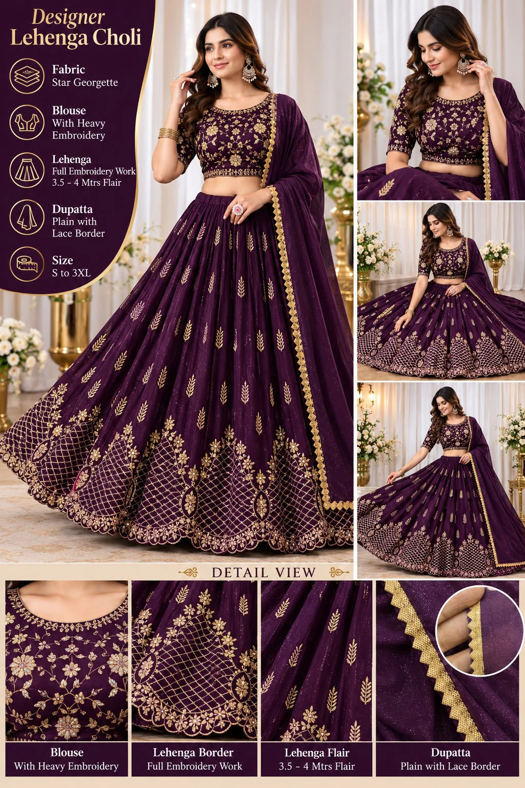 Georgette Embroidered Lehenga Choli Set