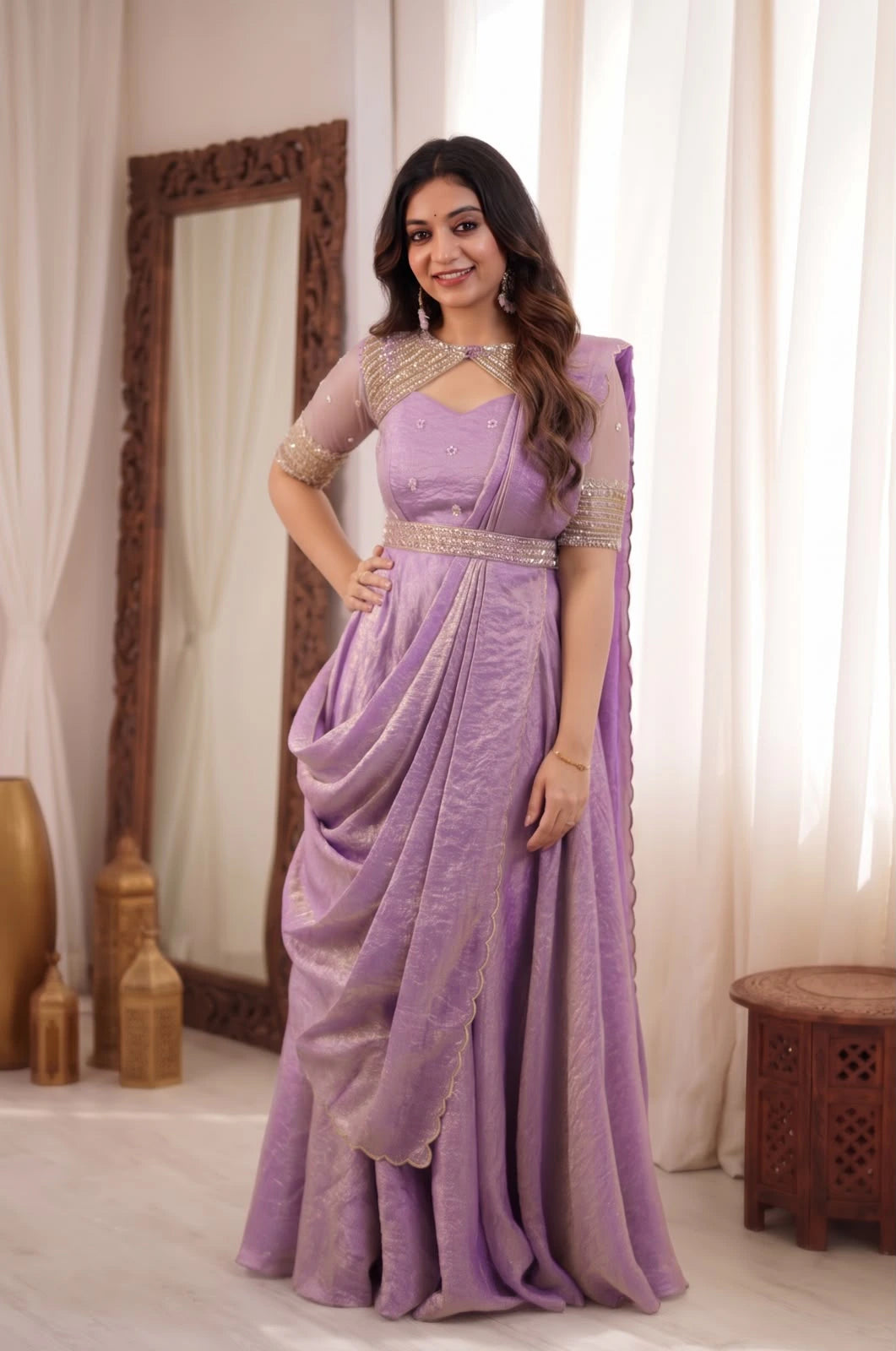 Doremon Crush Gown with Dupatta