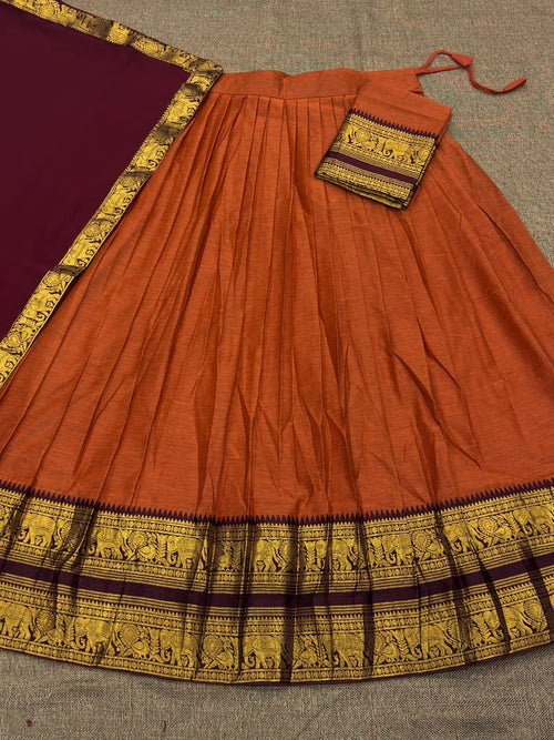 Trending Kanjivaram Silk Cotton Half-Saree Set