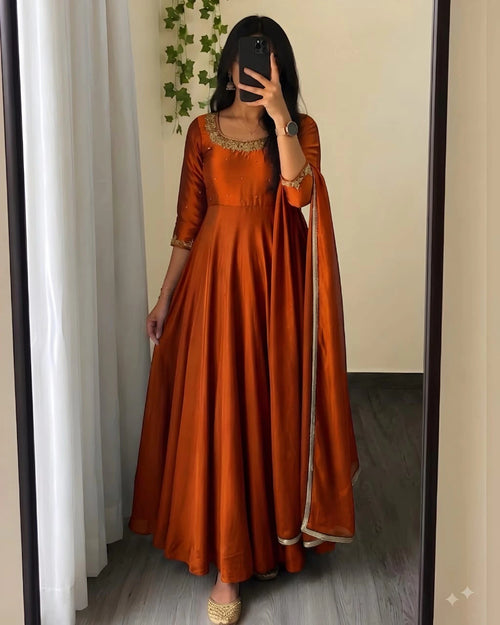 Rangoli Silk Anarkali Gown with Dupatta