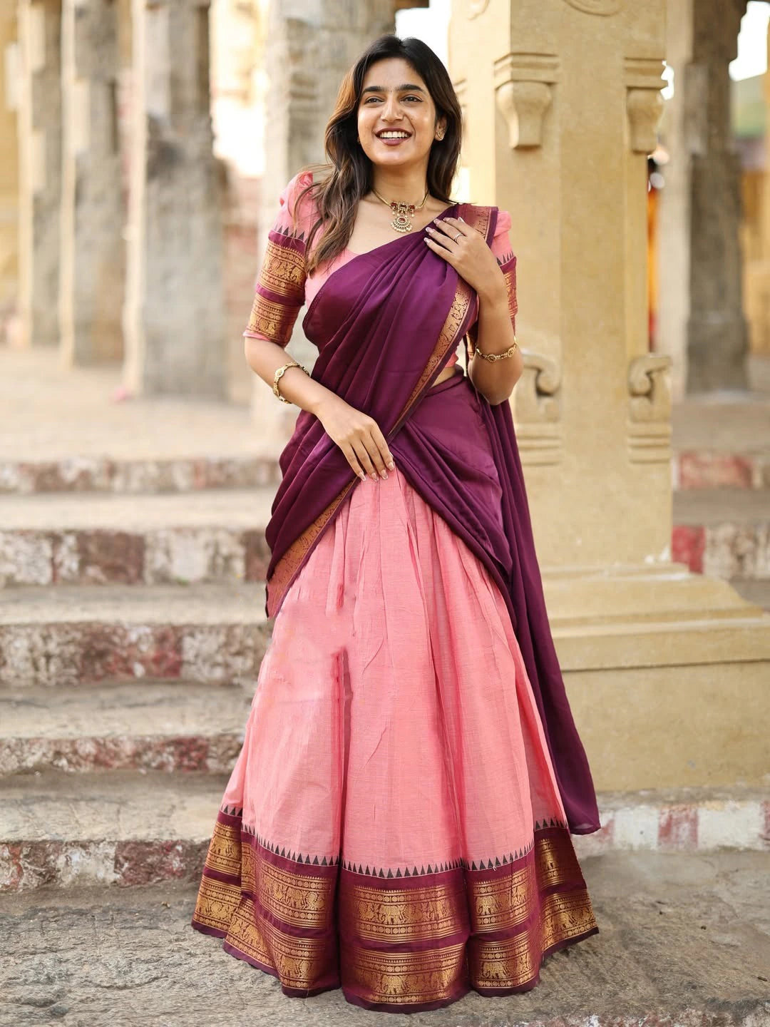 Kanchi Cotton Zari Woven Lehenga Set