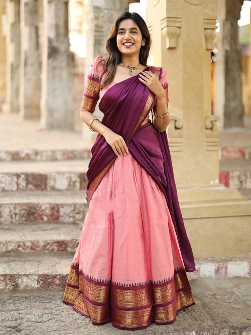 Kanchi Cotton Zari Woven Lehenga Set