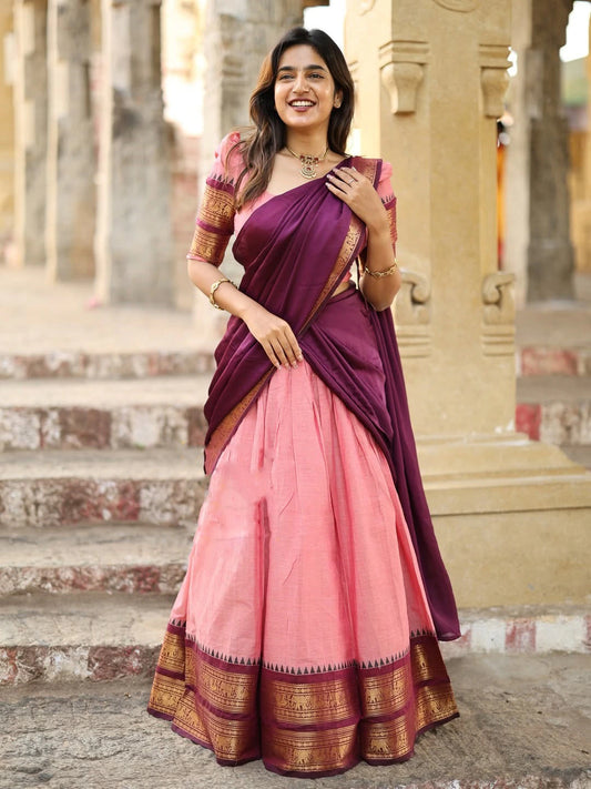 Kanchi Cotton Zari Woven Lehenga Set