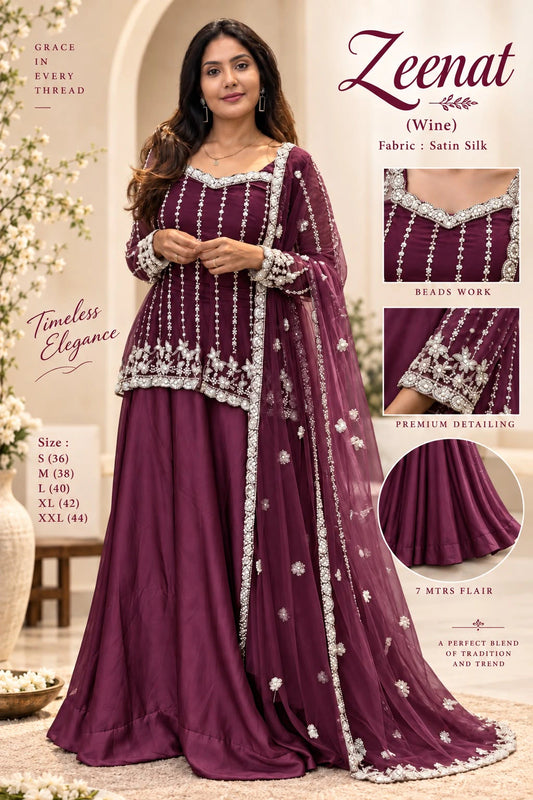 Silk Satin Lehenga Set