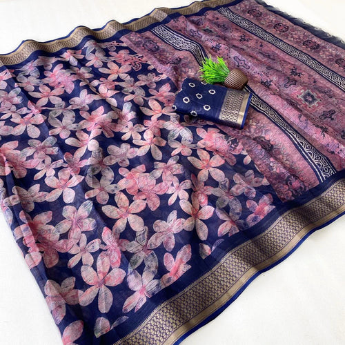 Slub Cotton Saree with Blouse