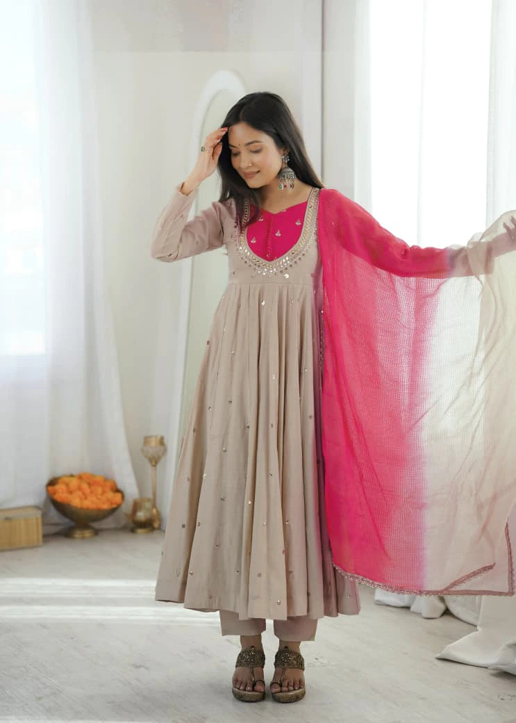 Roman Silk Anarkali Set