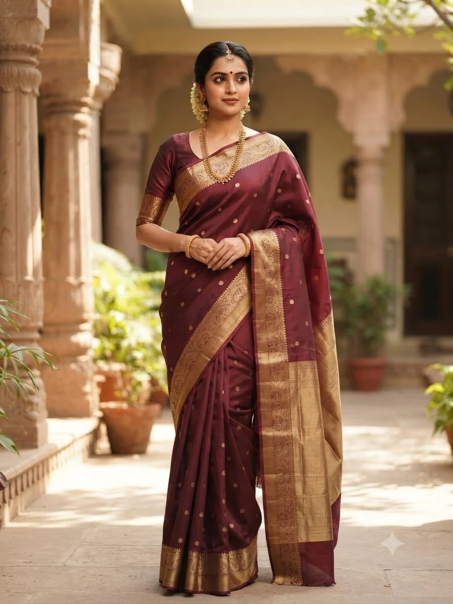 Bridal Silk Saree with Rich Pallu and Blouse