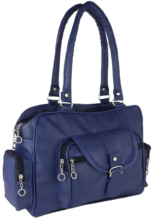 Women's Handbag with Golden Accessories & Fur Charm | Perfect for Work, Shopping & Parties