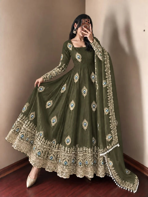 Fendy Silk Embroidered Gown
