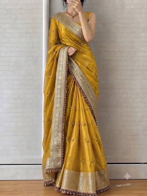 Tissue Silk Saree with Ghungroo Work