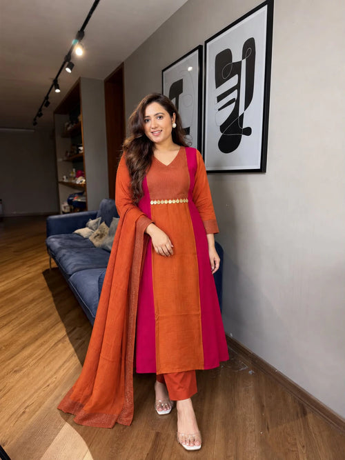 Mul Chanderi Silk Kurta Set