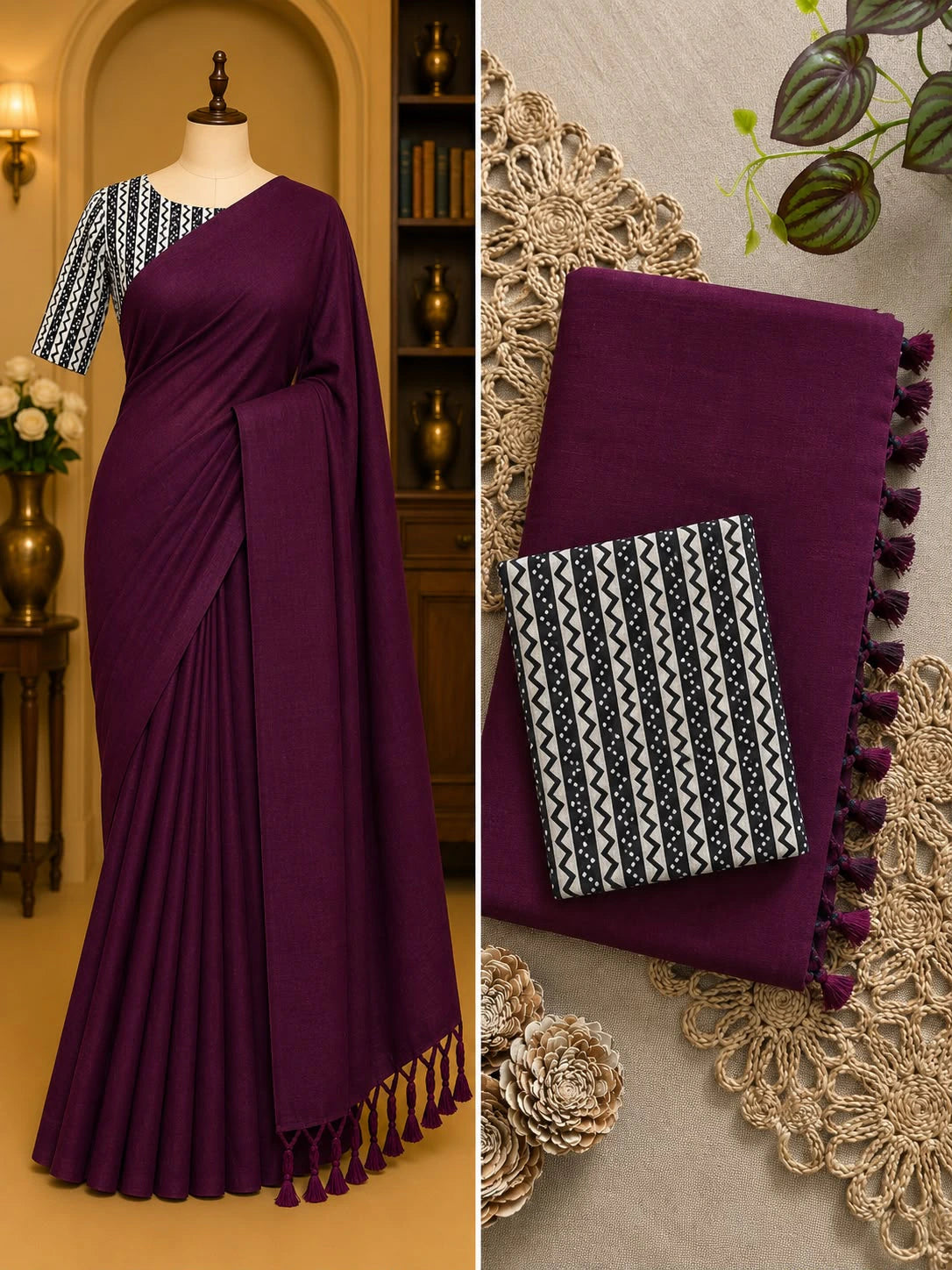 Khadi Cotton Saree with Blouse