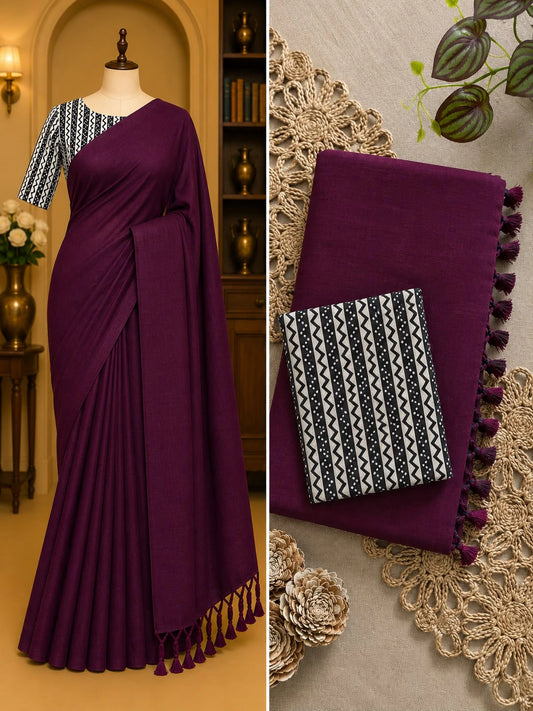 Khadi Cotton Saree with Blouse