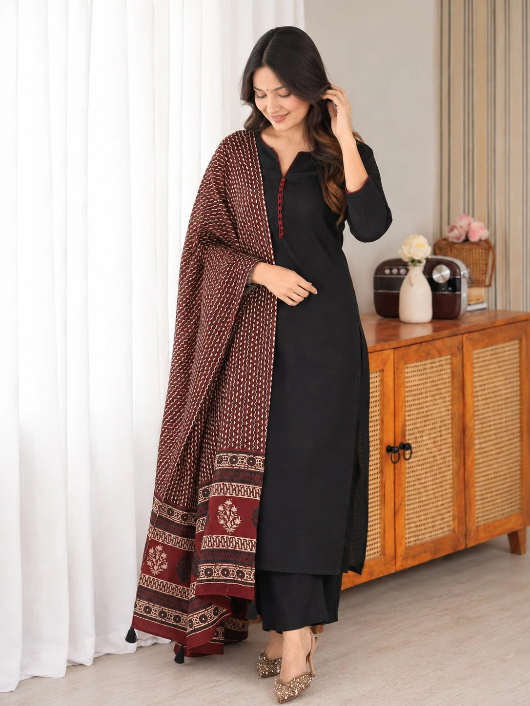Rayon Kurti Pant Dupatta Set