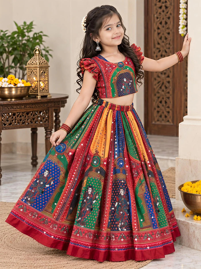 Chinon Silk Lehenga Choli for Kids
