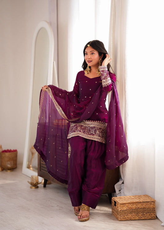 Fendy Silk Embroidered Kurta Set