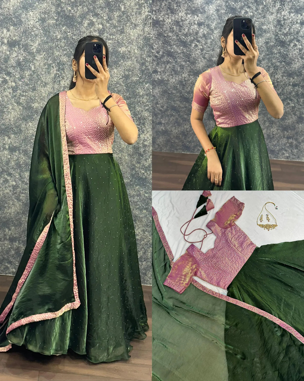 🌸🌸Attractive Pure Soft Fendy Silk Gown With Dupatta😎😎