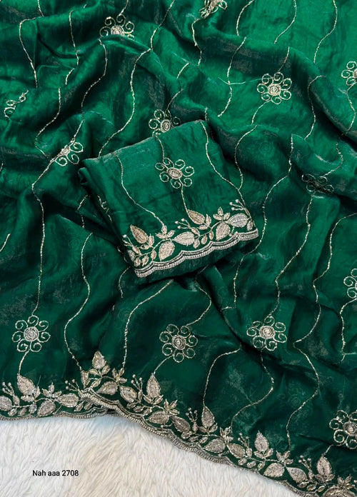 Fancy Space Silk Saree with Sequin Embroidery & C Pallu