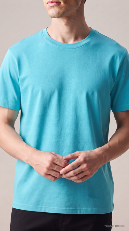 Men's Classic Crewneck Tee Aqua Blue